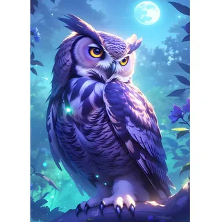 XWDYBDP DIY Diamond Painting Fantasy Owl, 5D Luxury Diamond Painting for Adults Beginners Dreamland Diamond Embroidery DIY Full Drill Bright Moon Diamonds Art Home Wall Decoration 30x40 cm