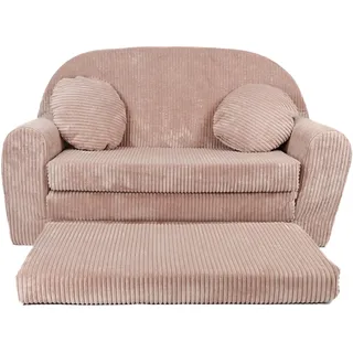 FORTISLINE Kindersofa XXL ausklappbar 96x57x48 cm - Kindercouch aus Cord mit Liegefläche 165 cm, Kinderzimmer Sofa mit 2 Kissen, Abnehmbarer waschbarer Bezug, Oeko-TEX Standard 100