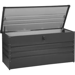 BELIANI Gartentruhe Graphitgrau Metall 400 L 132 x 62 cm Wasserdicht Abschließbar mit Deckel Garten Aufbewahrungsbox Gartenbox Kissenbox Auflagenbox - Grau