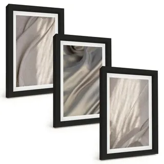 Tulup Bilder SET 3er Set - 20x30 cm Schwarzer Rahmen - Nahaufnahme von natürlichen Boho-Stoffen , Kunststoff , Rechteckig , 20x30 cm , einfache und schnelle Anbringung , Bilder & Rahmen, Bilder