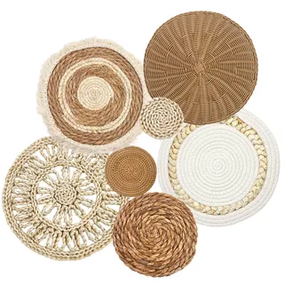 Boho Wandkörbe, Rattan & gewebte Wasserhyazinthe Maishülsen Dekor für Wohnzimmer, Schlafzimmer, Esszimmer, Büro
