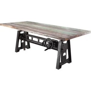 MASSIVMOEBEL24.DE Esstisch Altholz höhenverstellbar 240x100x75-105 mehrfarbig lackiert INDUSTRIAL #25