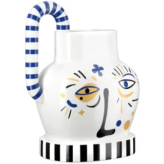 Dekovase , Schwarz, Weiß, Hellblau , Keramik , Katze , 24x23x15 cm , auch für frische Blumen geeignet , Dekoration, Vasen, Keramikvasen