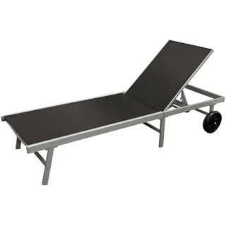 Rollenliege OSTIA, Aluminium silber + Textilgewebe schwarz, 200cm
