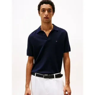 Tommy Hilfiger Herren, Poloshirt Kurzarm Essential Cotton Knitted Dick, blau (desert sky), L,