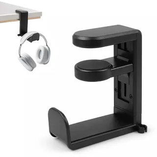 csncis Headset Halterung,Kopfhörer Halterung, Kopfhörerständer Mit Rutschfester Kopfhörerklemme 360-Grad-Drehung Und Verstellbarem Kopfhörer Halterung Geeignet Für Computertische(Schwarz)
