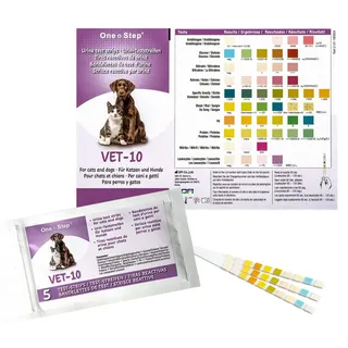 One+Step Urin Teststreifen für Katzen und Hunde 5 Stück I Schnelltest zur Prüfung von 10 Gesundheitswerten I Haustier Schnelltest I Tierurinanalyse I Veterinär Test