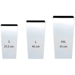 Pack 3 High Pots Prosperplast (11,4/19/55 Liter) Urbi Square de Plastik in weißer Farbe mit Ablagerung