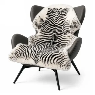 KARAT Design Schaffell Audrey aus echtem Lammfell – 100% Schafwolle, ca. 90 × 60 cm, weiches Dekofell mit Tiermotiv, Fellteppich, Sitzauflage für Sofa, Sessel, Stuhl & Bank (Zebra)