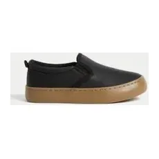 Boys M&S Collection Kids' FreshfeetTM Slip-on Shoes (4 Small - 13 Small) - Black, Black - 7 Small