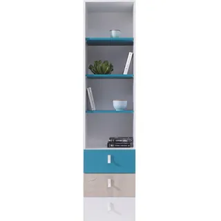 Mirjan24 Regal Planet 06 , Eichefarben, Blau , Holzwerkstoff , 3 Schubladen , 45x190x40 cm , Wohnzimmer, Regale, Bücherregale