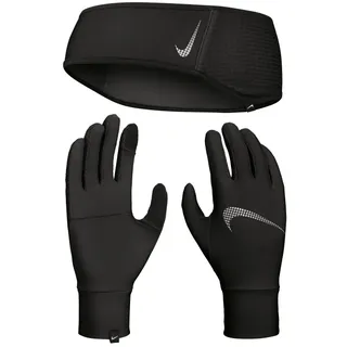 Nike Dri-FIT Winterset Essential Laufset Headband +Handschuhe Damen 082 black/black/silver XS/S