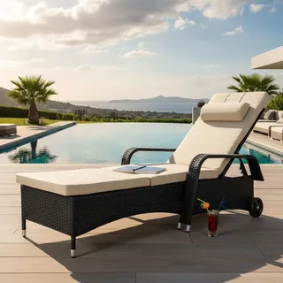 MuCoLa Sonnenliege 213 x 76 x 52 cm Schwarz