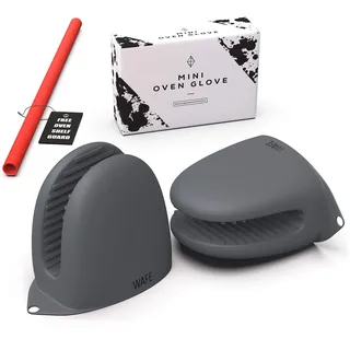 WAFE Mini-Ofenhandschuhe für Heißluftfritteuse - 2 Silikon-Fingergriffe - Hitzebeständige Klemmschutz-Abdeckungen für Kochen, BBQ, Grillen - Einheitsgröße, doppelte Hand-Topflappen mit Ofenrostschutz