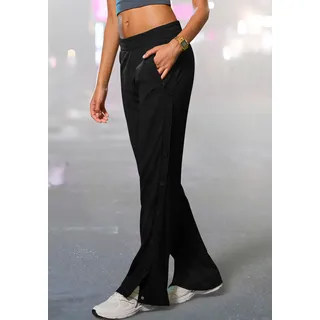 Loungepants FRENCH CONNECTION, Damen, Gr. 40/42, N-Gr, schwarz, Obermaterial: 70% Viskose, 25% Polyamid, 5% Elasthan, bestickt, unifarben, bequem lang, Hosen Loungepants, mit Druckknöpfen seitlich am Bein