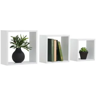 Xora Wandregalset , Weiß , Holzwerkstoff , 3-teilig , 20-28x20-28x12 cm , Bsci , Wohnzimmer, Regale, Wandregale