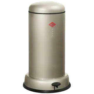 WESCO Baseboy Abfallsammler in der Farbe neusilber, pulverbeschichtetes Stahlblech, 20 Liter Volumen, Metall-Einsatz, eingebauter Dämpfer, Metall-Fußtritt mit Gummitrittfläche