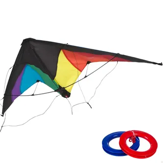 ColorBaby 85092 - Kunstdrachen, Regenbogen, 125 x 72 cm, 2 runde Griffe, aerodynamisch, Pop Up, Drachen für Kinder, + 8 Jahre, Outdoor-Spiele für Kinder