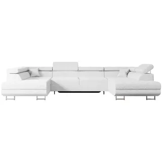 altdecor Eckcouch U-Form 6-Sitzer Weiß