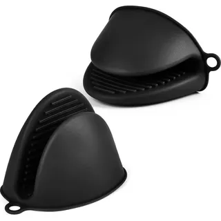 AUAUY 1 Paar Silikon Ofenhandschuhe Anti-Rutsch Hitzebeständig Schwarz