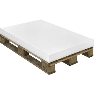 sleepling Schaumstoffzuschnitt für Palettenkissen, Schaumstoff, Schaumstoffpolster, Schaumstoffmatte, Polsterauflage Matratze, 120 x 80 x 8 cm - Weiß