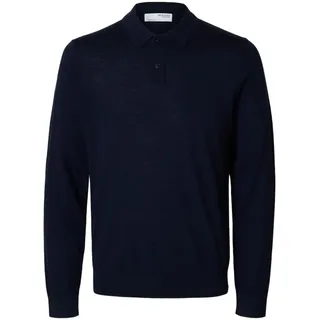 Selected Homme Herren Slhtray Knit Merino Polo Noos Pullover, Navy Blazer, L EU