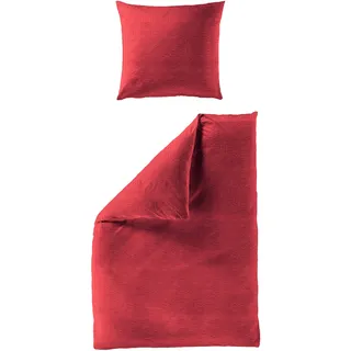 Bettwäsche BIERBAUM "Chic Uni", rot, B/L: 155cm x 220cm, 1 Stk., 1 Stk., Seersucker, B/L: 80cm x 80cm, 2 Stk., Seersucker, Obermaterial: 100% Baumwolle, Bettwäsche, Bettwäsche, Schickes Unidesign: Modern und elegant für jedes Schlafzimmer