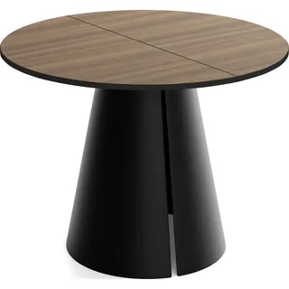 WFL Group Esstisch Lamio runder ausziehbarer, Walnuss Braun 100-180/100/76 cm , Walnussfarben , Metall , Nachbildung , Rund,Rund , 176x76x100 cm , Esszimmer, Esstische