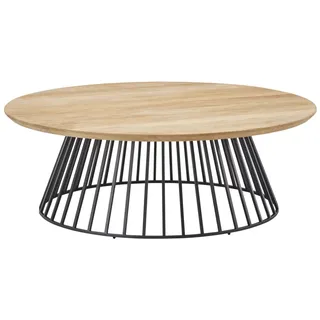 Beistelltisch Grid - 45 cm rund / 45 cm hoch 301 - weiß 400 - Teak