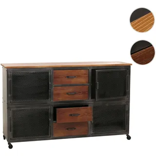 Sideboard HWC-N28, Kommode, Rollen 4 Schubladen, 3D-Struktur Industrial Retro Metall Holz 90x150x40c