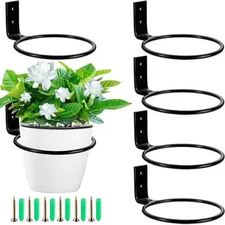 6-teiliger Wandblumentopfhalter – Pflanzenhänger – Hängender Blumentopf – Ringförmiger Blumentopfhalter – Metall-Pflanzenhänger – Pflanzenhalterring – 10 cm Blumentopfhalter – schwarz - Blau