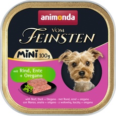 animonda Vom Feinsten Adult Mini - Leckeres Nassfutter für Hunde - Gut für kleine Rassen geeignet - mit Rind, Ente + Oregano - 32 x 100 g