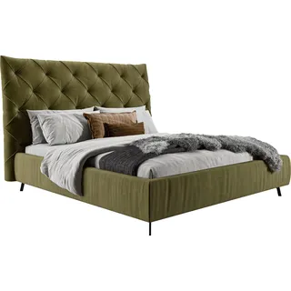Home affaire Polsterbett »Maxime, in 4 Breiten bis 200cm, auch in Leder« Kopfteilhöhe 143 cm, belastbar bis 280 kg, auch in Überlänge 220cm, grün