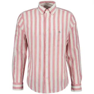 Langarmhemd GANT "Hemd REGULAR COTTON LINEN STRIPE SHIRT 1er Pack", Herren, Gr. 3XL, N-Gr, pink (rosa), Obermaterial: 55% Leinen LI. 45% Baumwolle CO., Hemden Langarmhemd