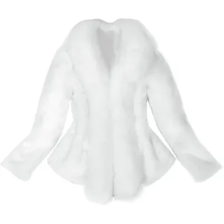 IQYU Fellmantel Damen Weiß Hochzeit Felljacke Kunstfell Fellkragen Jacke Cardigan Elegant Pelz Kurzjacke Pelzmantel Winterjacke Kunstpelz Jacke Mantel Coats Pelzjacke Fellmantel