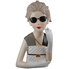Bild Dekofigur Figur Lady mit Handtasche grau