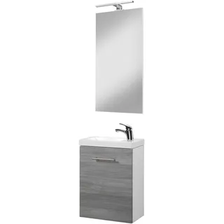 welltime Waschtisch-Set »Trento, verschiedene Ausführungen und Farben«, (Set, 4 St.), Badmöbel Breite 40cm, Gästebad SlimLine Gäste WC, braun