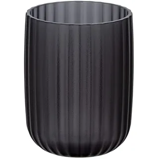 Wenko Zahnputzbecher Agropoli Grau, Zahnbürstenhalter für Zahnbürste und Zahnpasta aus hochwertigem Kunststoff mit plastischer Formgebung und gefrosteter Oberfläche, Ø 7,5 x 10 cm