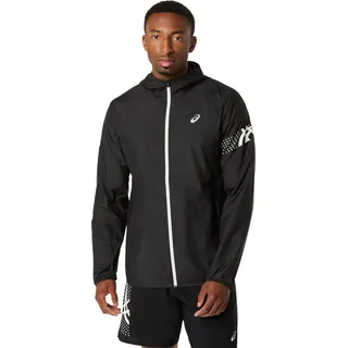 Laufjacke ASICS "ICON JACKET", Damen, Gr. L, performance schwarz, cream, Obermaterial: 100% Polyester, Jacken Laufjacke, Übergangsjacke