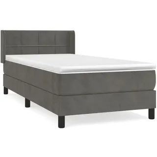 vidaXL Boxspringbett mit Matratze Dunkelgrau 90x200 cm Samt - Grau