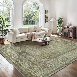 GENIMO Boho Vintage Teppich, Waschbar & rutschfest, Kurzflor Teppich für Wohnzimmer, Schlafzimmer oder Esszimmer, Stilvoller Carpet, Kupfer Braun, 160x230 cm