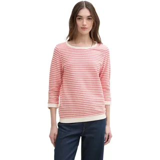 TOM TAILOR Denim Sweatshirt, mit gestreifter Optik und mit gerafften Ärmeln, rot