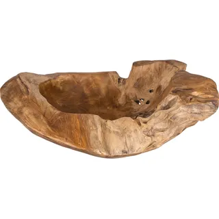 Schüssel Schale Teakholz 50cm Teak Massiv Holz Obstschale Holzschale Dekoschale - Braun