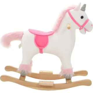 vidaXL Schaukeltier Einhorn Plüsch 65x32x58 cm Weiß und Rosa