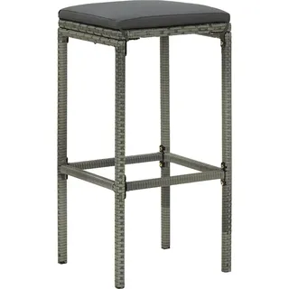 vidaXL Barhocker mit Kissen 3 Stk. Grau Poly Rattan - Grau