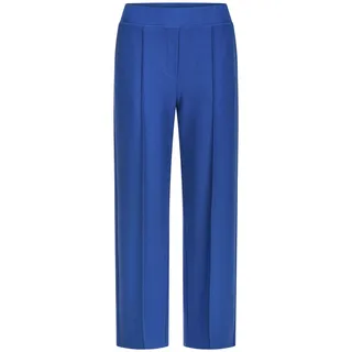 Stoffhose GOLDNER "Kurzgröße Elegante Stoffhose mit Biesen", Damen, Gr. 25, K-Gr, blau (royalblau), Obermaterial: 60% Viskose CV. 35% Polyamid PA. 5% Elasthan EL., weit, Hosen Stoffhose, Eingrifftaschen an der Seite