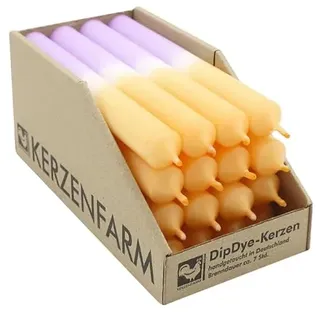 luterna DIP DYE Stabkerzen aus Paraffin, 180/22 mm, Mandarin-Violett, KERZENFARM HAHN, Brenndauer ca. 7h, 16 Stück pro Verpackung