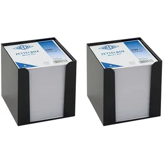 WEDO 270265001 Zettelbox Kunststoffbox (gefüllt, 9 x 9 cm, circa 700 Blatt) schwarz (Packung mit 2)