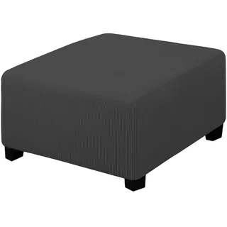 Easy-Going Stretch-Ottoman-Bezug, zusammenklappbar, Hocker, Möbelschutz, weich, rechteckig, Schonbezug mit elastischem Boden (Medium, Dunkelgrau)