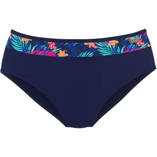 Bikini-Hose LASCANA, Damen, Gr. 38, N-Gr, bunt (navy, pink bedruckt), Recycling-Polyamid, bedruckt, Badehosen Bikini-Hose, mit bedruckter Blende am Bund, Topseller
